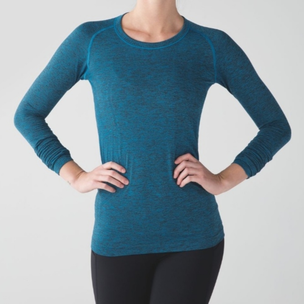 Swiftly Tech Long Sleeve 2.0 Crew Neck Color Heathered Kayak Blue